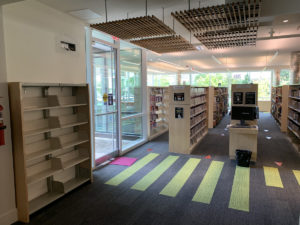 View looking into the Youth Room from the Grand Hall. The door to the terrace is on the left.