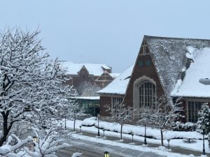 Winter exterior of Baldwin Public Library along Martin street
