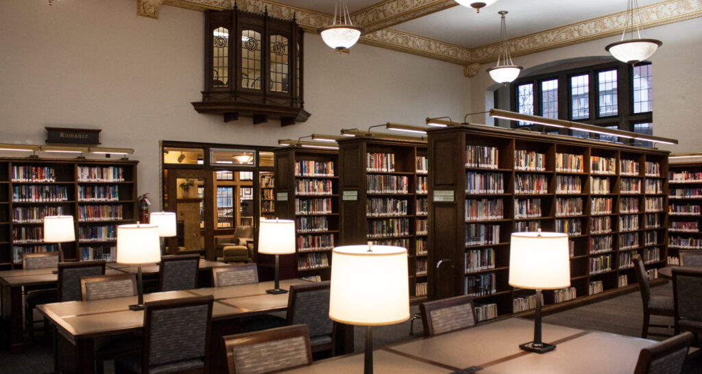 Grand Hall tables and shelving