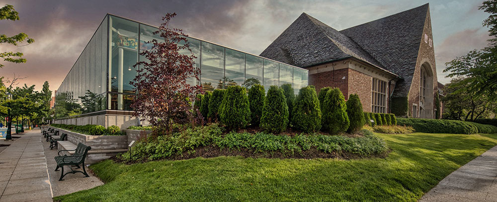Exterior of library at the corner of Bates and Martin streets