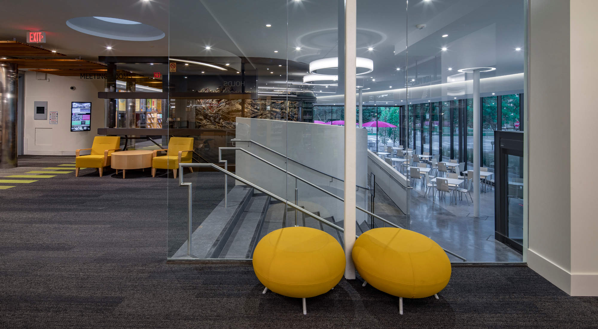 Baldwin Library atrium from elevator door