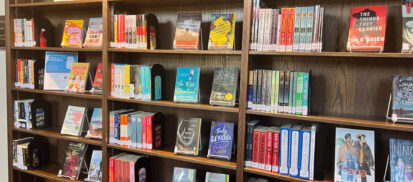 Best Bets books on wooden shelves