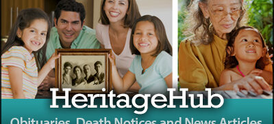 banner with faces, text reads HeritageHub